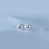 925 Silver Zircon Demon Eye Stud Earrings Punk Devil Charm Jewelry