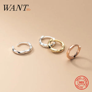 925 Silver Punk Buckle Circle Twist Stud Earrings