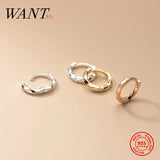 925 Silver Punk Buckle Circle Twist Stud Earrings