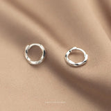 925 Silver Punk Buckle Circle Twist Stud Earrings