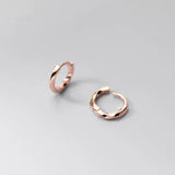 925 Silver Punk Buckle Circle Twist Stud Earrings