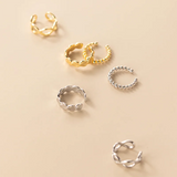 925 Silver Punk Twist Cross Ear Cuff Earrings