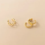 925 Silver Punk Twist Cross Ear Cuff Earrings