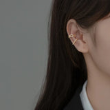 925 Silver Punk Twist Cross Ear Cuff Earrings
