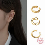 925 Silver Punk Twist Cross Ear Cuff Earrings