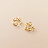 925 Silver Punk Twist Cross Ear Cuff Earrings