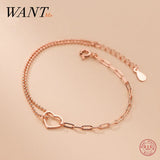 925 Silver Heart Charm Bracelet for Women Wedding Jewelry