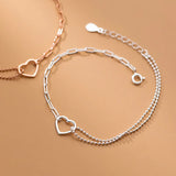 925 Silver Heart Charm Bracelet for Women Wedding Jewelry