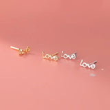 925 Sterling Silver LOVE Small Stud Earrings for Women Sweet Teen Party Jewelry
