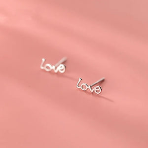 925 Sterling Silver LOVE Small Stud Earrings for Women Sweet Teen Party Jewelry