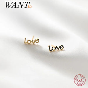 925 Sterling Silver LOVE Small Stud Earrings for Women Sweet Teen Party Jewelry
