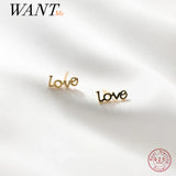 925 Sterling Silver LOVE Small Stud Earrings for Women Sweet Teen Party Jewelry