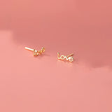 925 Sterling Silver LOVE Small Stud Earrings for Women Sweet Teen Party Jewelry