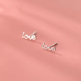 925 Sterling Silver LOVE Small Stud Earrings for Women Sweet Teen Party Jewelry