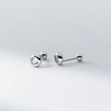 925 Silver Zircon Screw Beads Stud Earrings for Baby Women