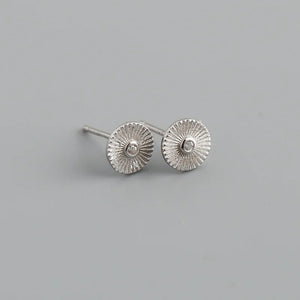 925 Silver Sun Pattern Mini Stud Earrings for Women