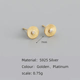 925 Silver Sun Pattern Mini Stud Earrings for Women