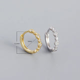 925 Silver Round Zircon Huggie Hoop Earrings Women Piercing Jewelry