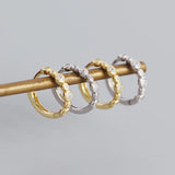925 Silver Round Zircon Huggie Hoop Earrings Women Piercing Jewelry