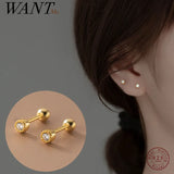 925 Sterling Silver Zircon Spiral Stud Earrings for Women Teen Party