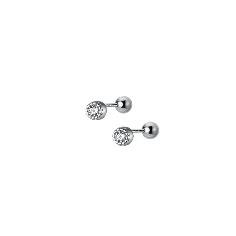 925 Sterling Silver Zircon Spiral Stud Earrings for Women Teen Party