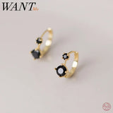925 Silver Zircon Statement Ear Buckle Hoop Earrings