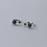 925 Silver Zircon Statement Ear Buckle Hoop Earrings