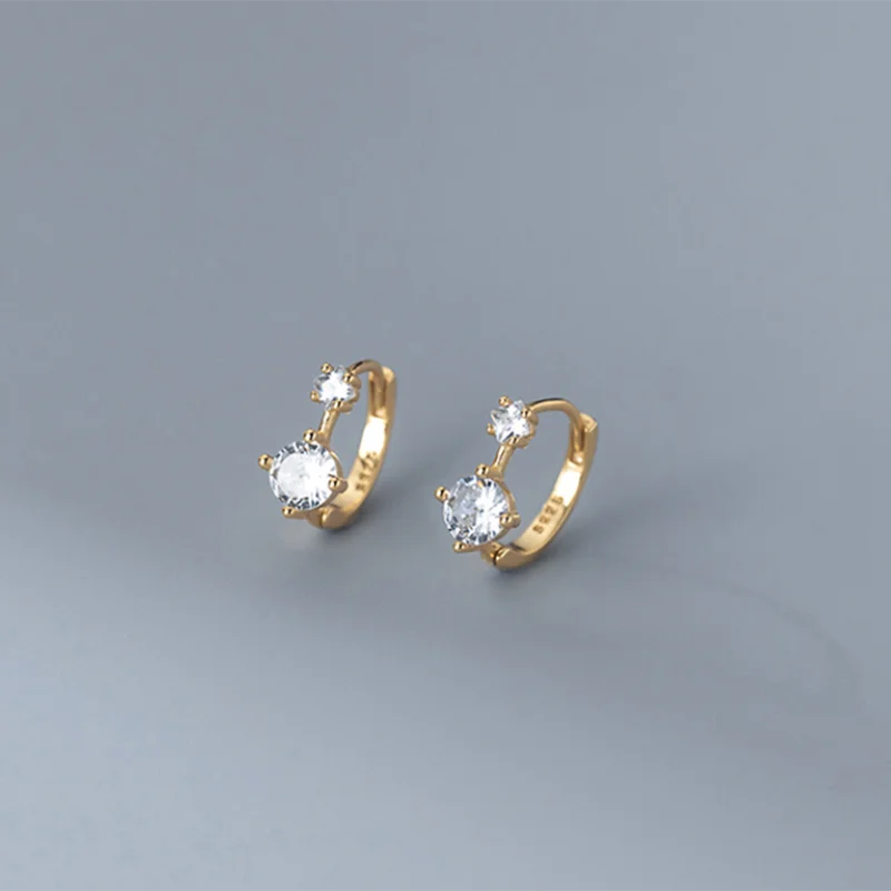 925 Silver Zircon Statement Ear Buckle Hoop Earrings