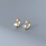 925 Silver Zircon Statement Ear Buckle Hoop Earrings