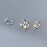 925 Silver Zircon Statement Ear Buckle Hoop Earrings