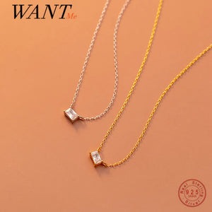 925 Silver Zircon Chain Necklace for Women Teen Party Wedding