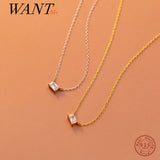 925 Silver Zircon Chain Necklace for Women Teen Party Wedding