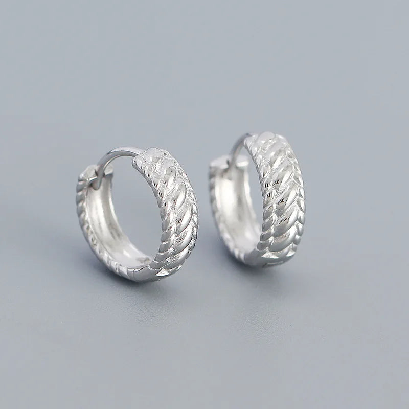 925 Silver Twisted Hoop Earrings
