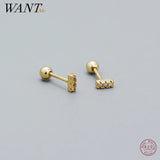 925 Silver Zircon Stud Earrings Women