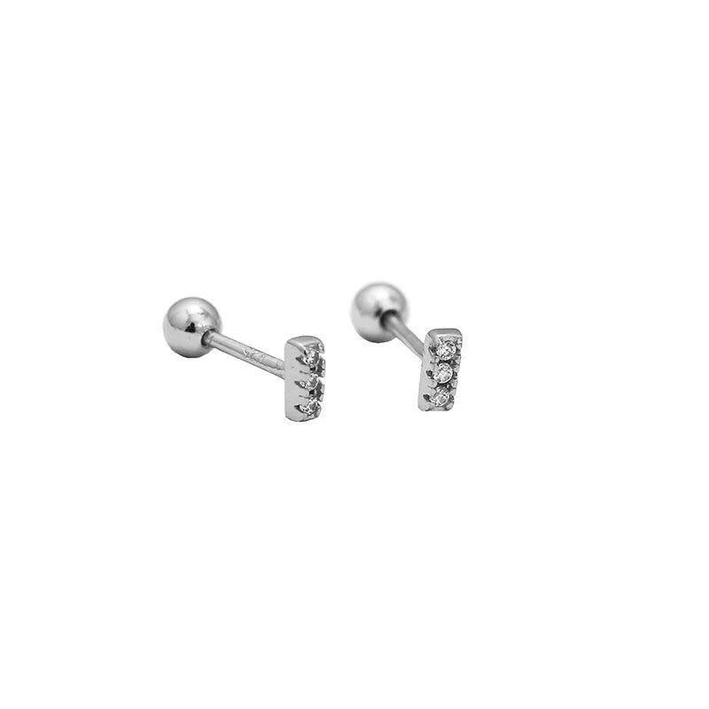 925 Silver Zircon Stud Earrings Women