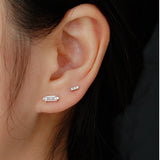 925 Silver Zircon Stud Earrings Women