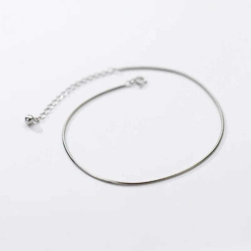 925 Silver Beach Snake Bone Chain Anklet for Women