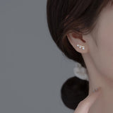 925 Silver Pearl Stud Earrings for Women Teen Party Jewelry