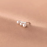 925 Silver Pearl Stud Earrings for Women Teen Party Jewelry
