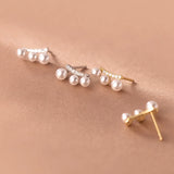 925 Silver Pearl Stud Earrings for Women Teen Party Jewelry