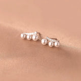 925 Silver Pearl Stud Earrings for Women Teen Party Jewelry