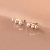 925 Silver Pearl Stud Earrings for Women Teen Party Jewelry