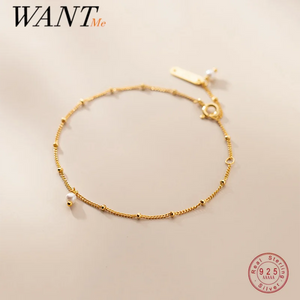 925 Silver Pearl Link Bead Bracelet for Women Sweet Teen Accessories