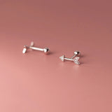 925 Silver Arrow Screw Bead Stud Earrings with Zircon