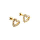 925 Silver Spiral Heart Zircon Stud Earrings for Women