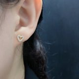 925 Silver Spiral Heart Zircon Stud Earrings for Women
