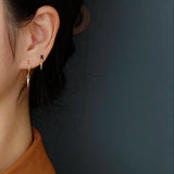 925 Silver Square Zircon Spiket Stud Earrings Gothic Piercing Jewelry