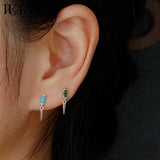 925 Silver Square Zircon Spiket Stud Earrings Gothic Piercing Jewelry