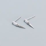 925 Silver Square Zircon Spiket Stud Earrings Gothic Piercing Jewelry