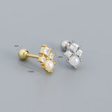 925 Silver Square Zircon Pearl Earrings Bohemian Piercing Jewelry
